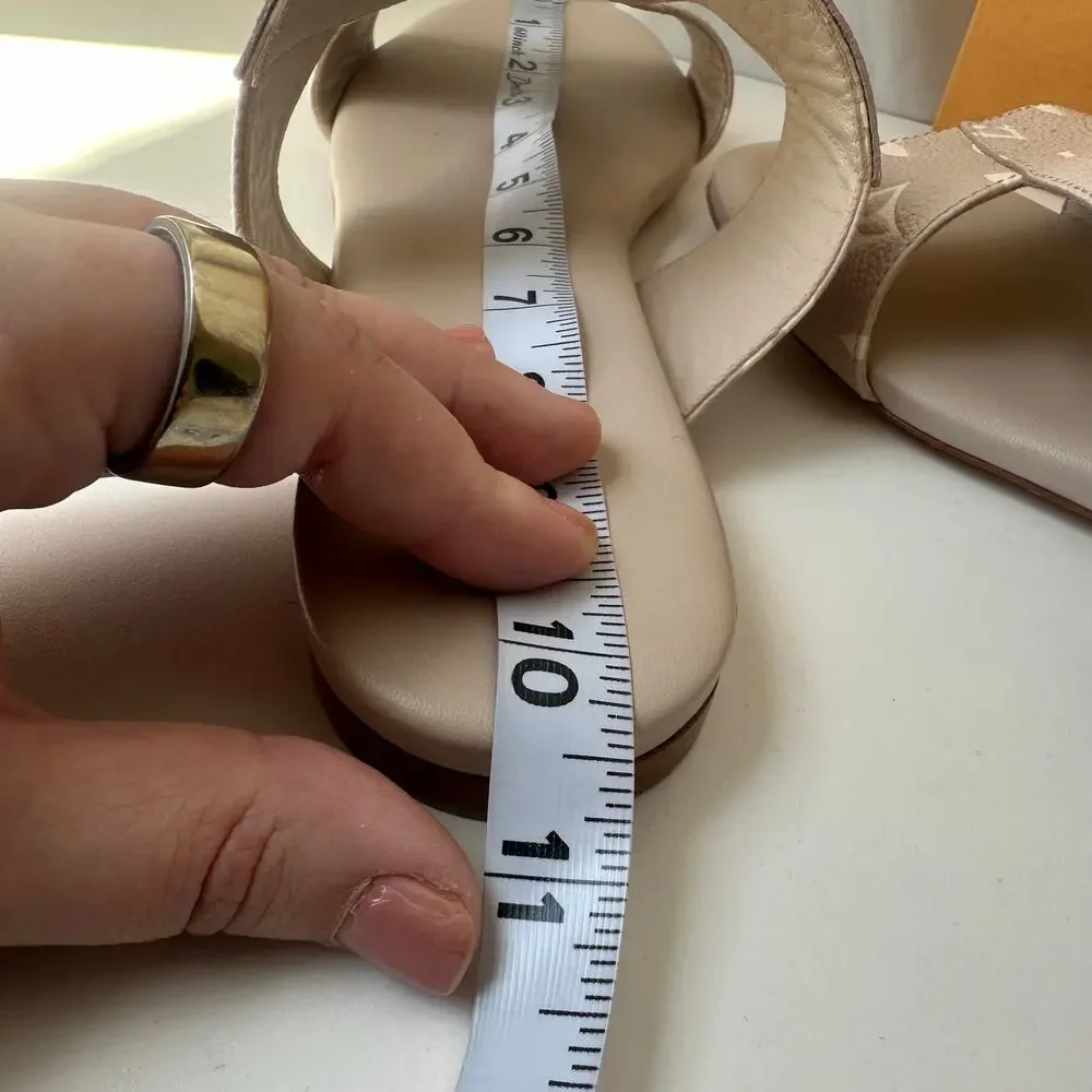 Louis Vuitton (EUR 41) Monogram Empreinte Croisiere Mule Flats - Beige/ Taupe
